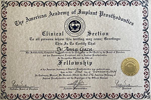 Fellowship Certificate at Marvel Dental Practice in Clifton, NJ Fellowship Certificate at Marvel Dental Practice in Clifton, NJ