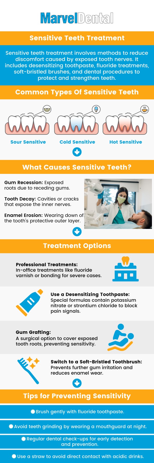 Sensitive teeth can make eating or drinking uncomfortable, often triggered by hot, cold, or sweet foods. At Marvel Dental Practice, Dr. Anna Gazu DMD, provides tailored care to relieve discomfort and protect your teeth. Our personalized approach focuses on identifying the cause, preventing future sensitivity, and helping you enjoy daily activities pain-free with renewed confidence in your smile. For more information, contact us today or schedule an appointment online! We are conveniently located at 1113 Main Avenue, Suite A, Clifton, NJ 07011.